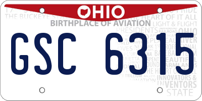 OH license plate GSC6315