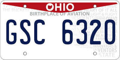 OH license plate GSC6320