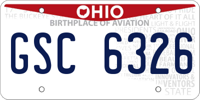 OH license plate GSC6326