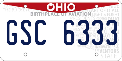 OH license plate GSC6333