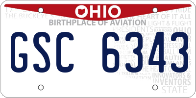 OH license plate GSC6343