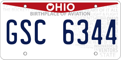 OH license plate GSC6344