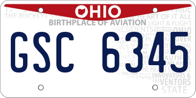 OH license plate GSC6345