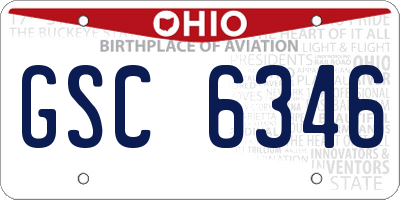 OH license plate GSC6346