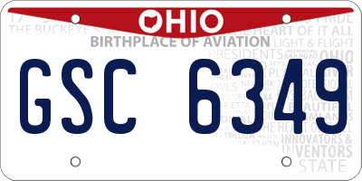 OH license plate GSC6349