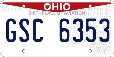 OH license plate GSC6353