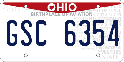 OH license plate GSC6354