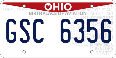 OH license plate GSC6356