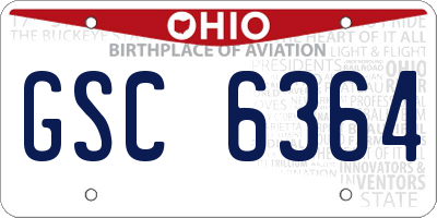 OH license plate GSC6364