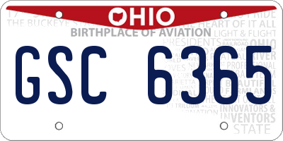 OH license plate GSC6365