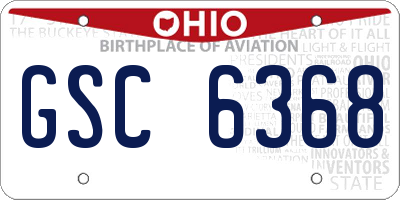 OH license plate GSC6368