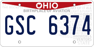 OH license plate GSC6374