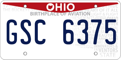 OH license plate GSC6375