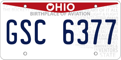 OH license plate GSC6377