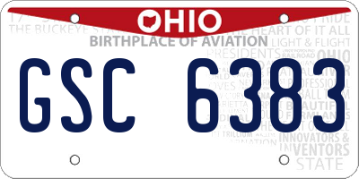 OH license plate GSC6383