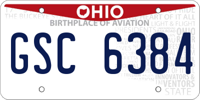 OH license plate GSC6384