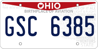 OH license plate GSC6385