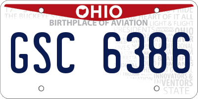 OH license plate GSC6386