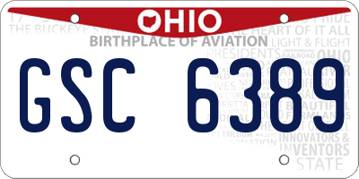 OH license plate GSC6389