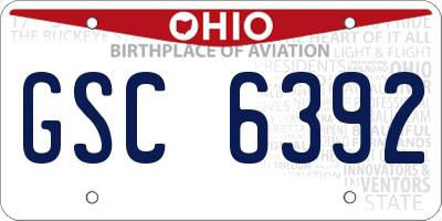 OH license plate GSC6392