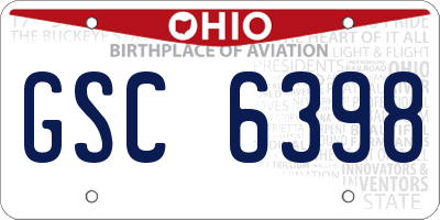 OH license plate GSC6398