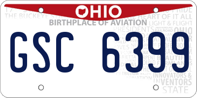 OH license plate GSC6399