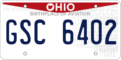 OH license plate GSC6402