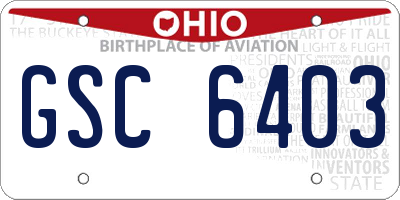 OH license plate GSC6403