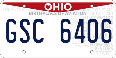 OH license plate GSC6406