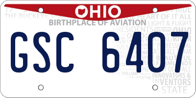 OH license plate GSC6407