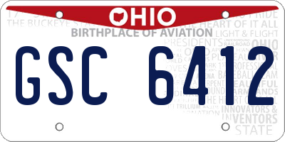 OH license plate GSC6412