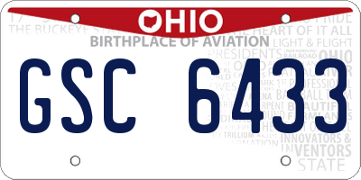 OH license plate GSC6433