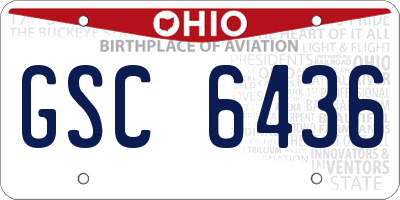 OH license plate GSC6436