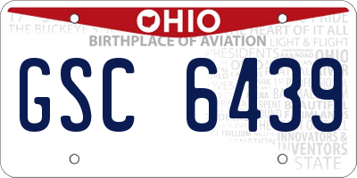 OH license plate GSC6439