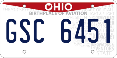 OH license plate GSC6451