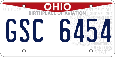 OH license plate GSC6454