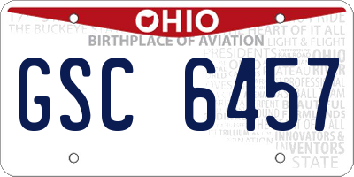 OH license plate GSC6457