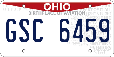 OH license plate GSC6459