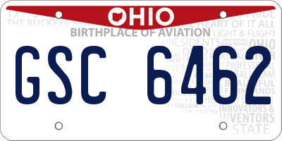 OH license plate GSC6462