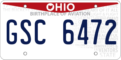 OH license plate GSC6472