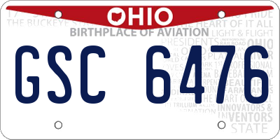 OH license plate GSC6476