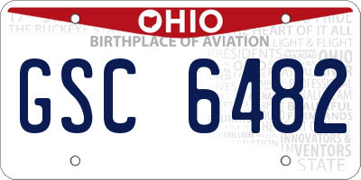 OH license plate GSC6482