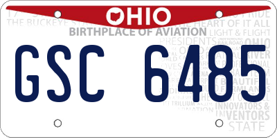 OH license plate GSC6485