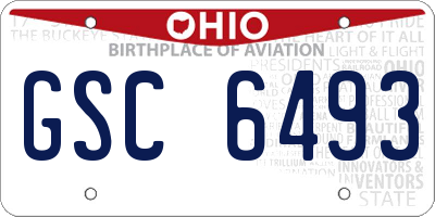 OH license plate GSC6493