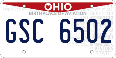 OH license plate GSC6502