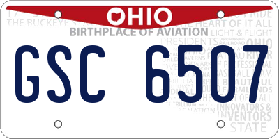 OH license plate GSC6507