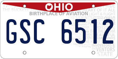 OH license plate GSC6512