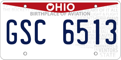 OH license plate GSC6513