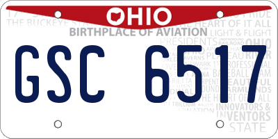 OH license plate GSC6517