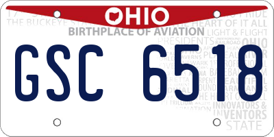 OH license plate GSC6518